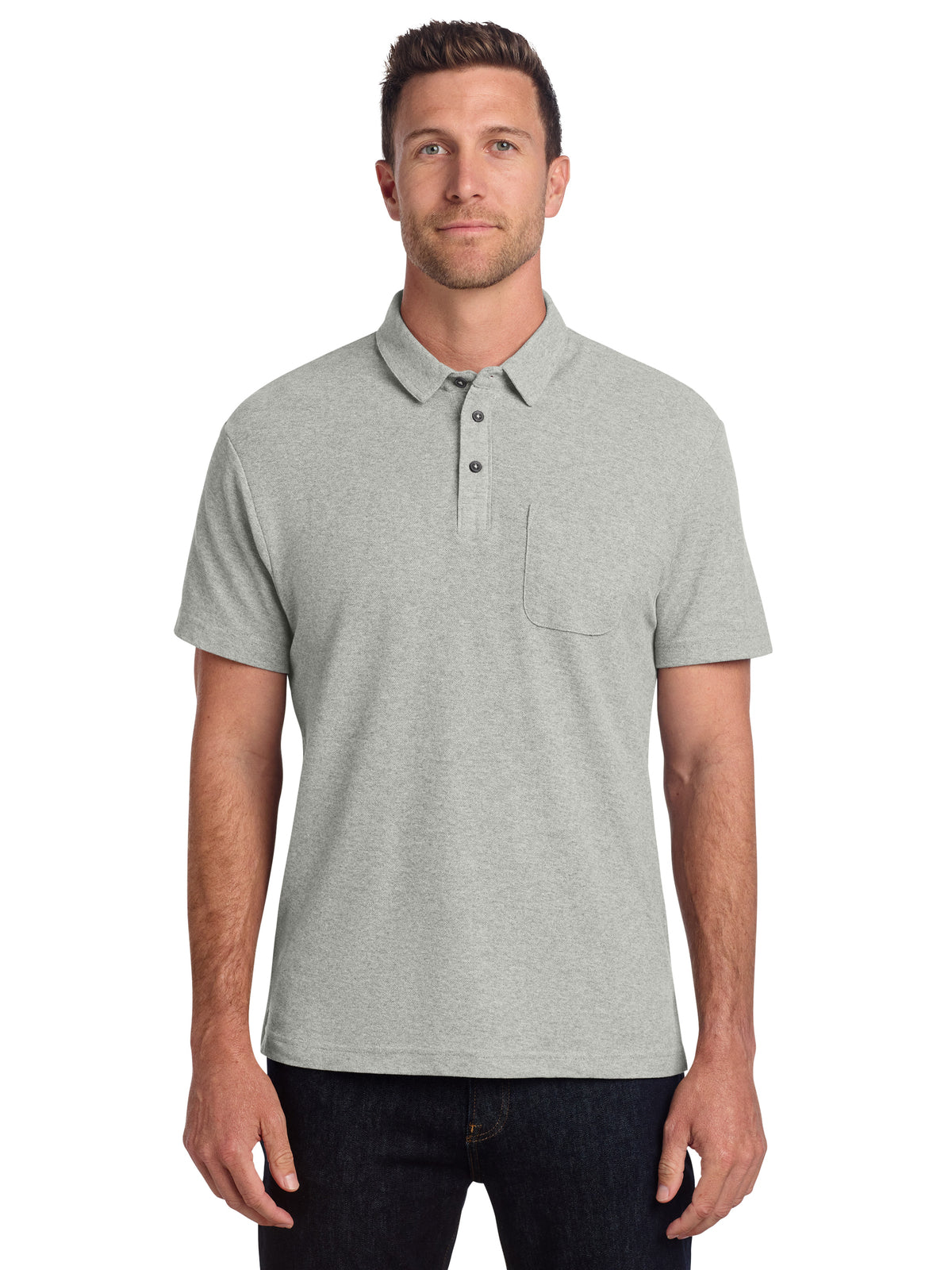 Men's C-FREE Cotton Blend Pique Pocket Polo - K868 - Deep Smoke Heather
