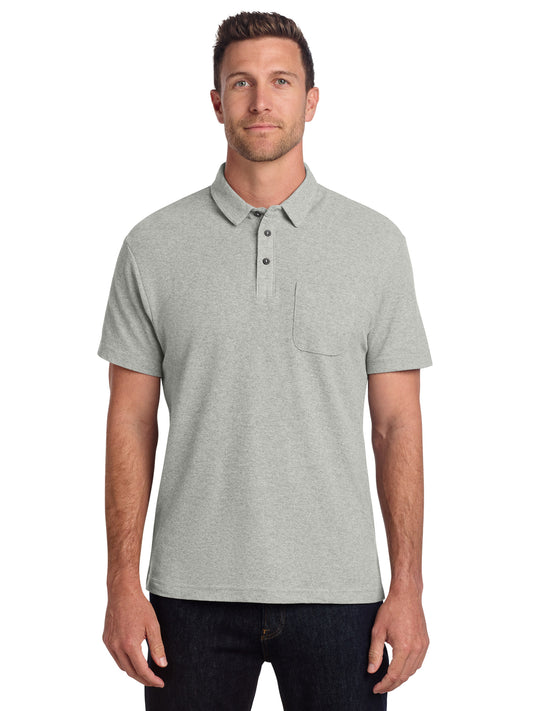 Men's C-FREE Cotton Blend Pique Pocket Polo - K868 - Deep Smoke Heather