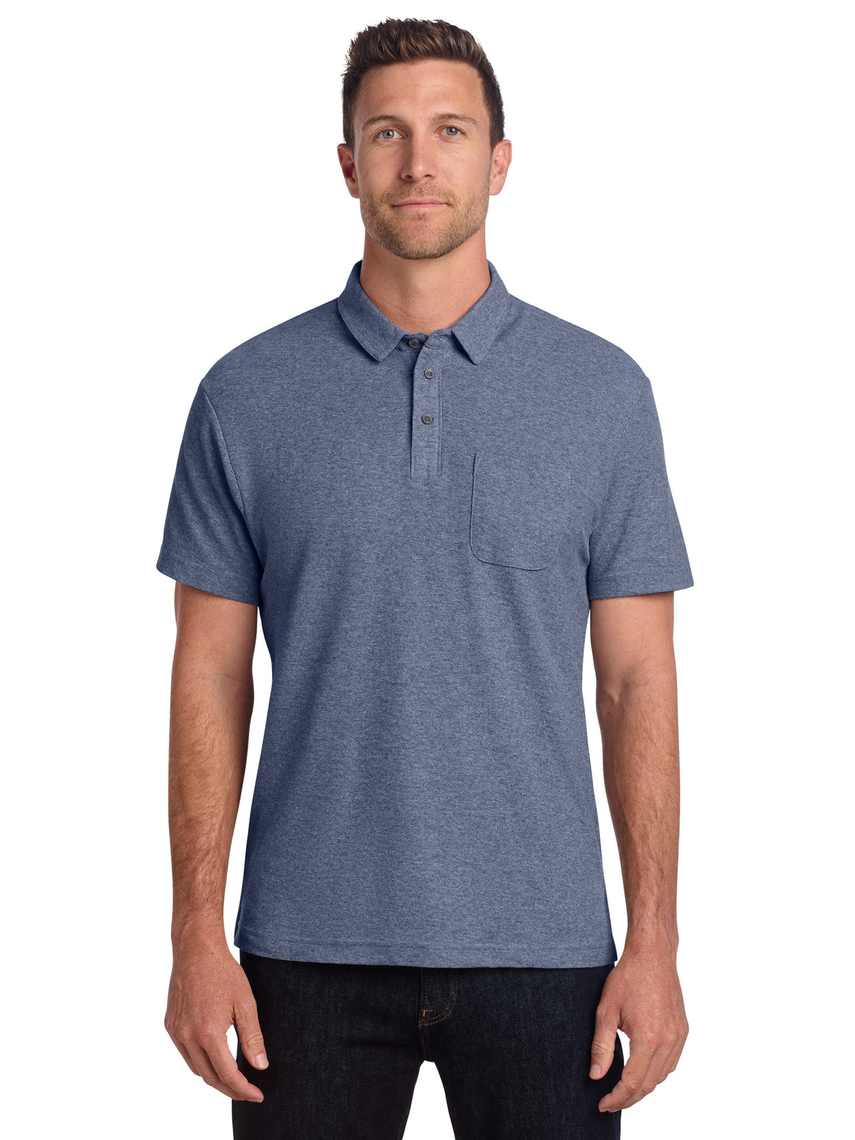 Men's C-FREE Cotton Blend Pique Pocket Polo - K868 - Navy Heather