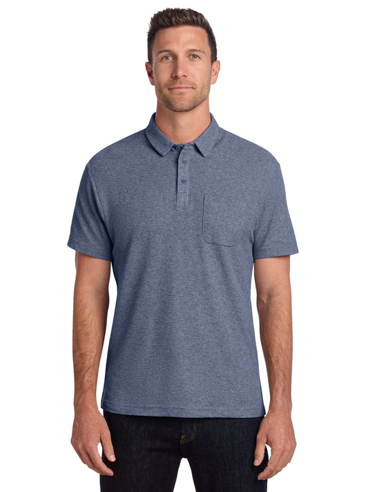 Men's C-FREE Cotton Blend Pique Pocket Polo - K868 - Navy Heather
