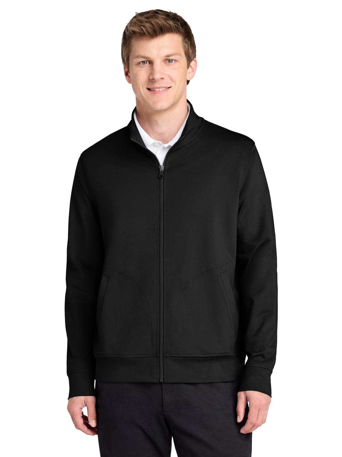Men's 2-Pocket Double Knit Full-Zip Jacket - K881 - Deep Black