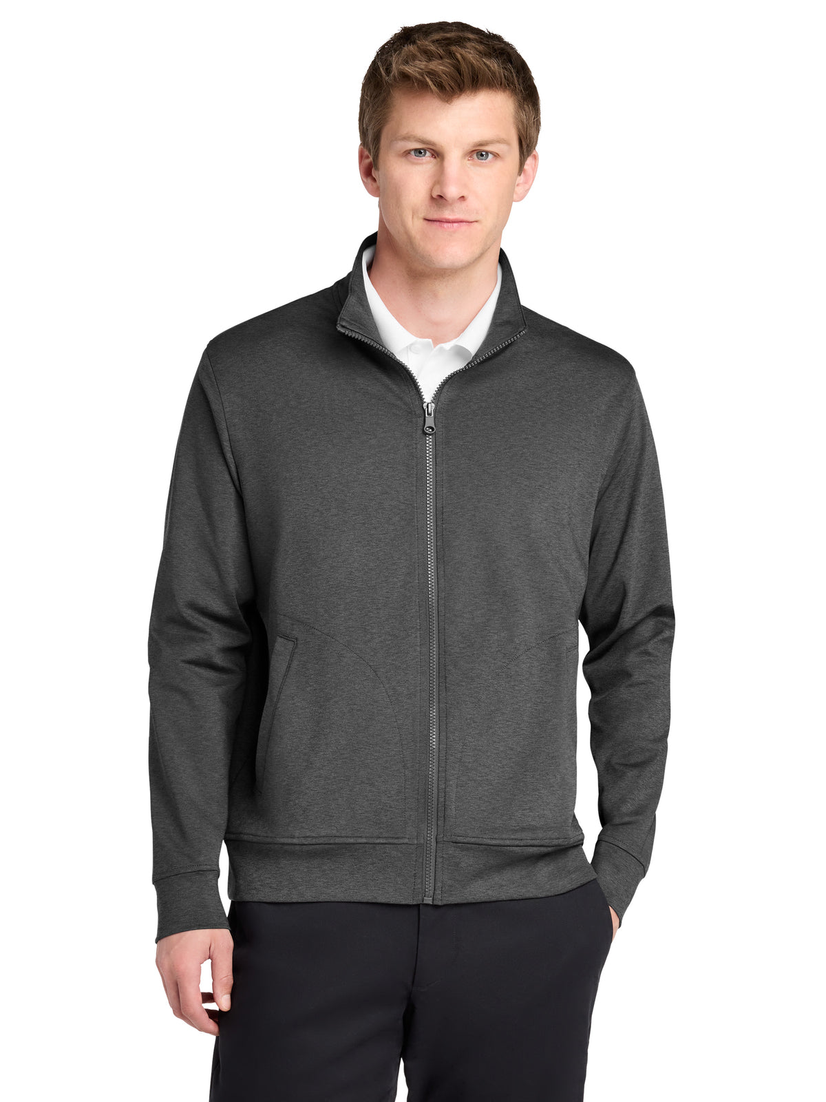 Men's 2-Pocket Double Knit Full-Zip Jacket - K881 - Grey Steel Heather
