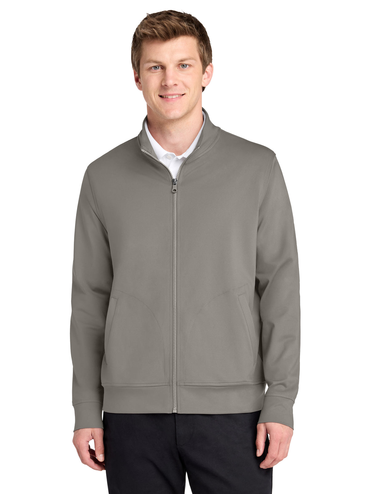 Men's 2-Pocket Double Knit Full-Zip Jacket - K881 - Smoke Grey