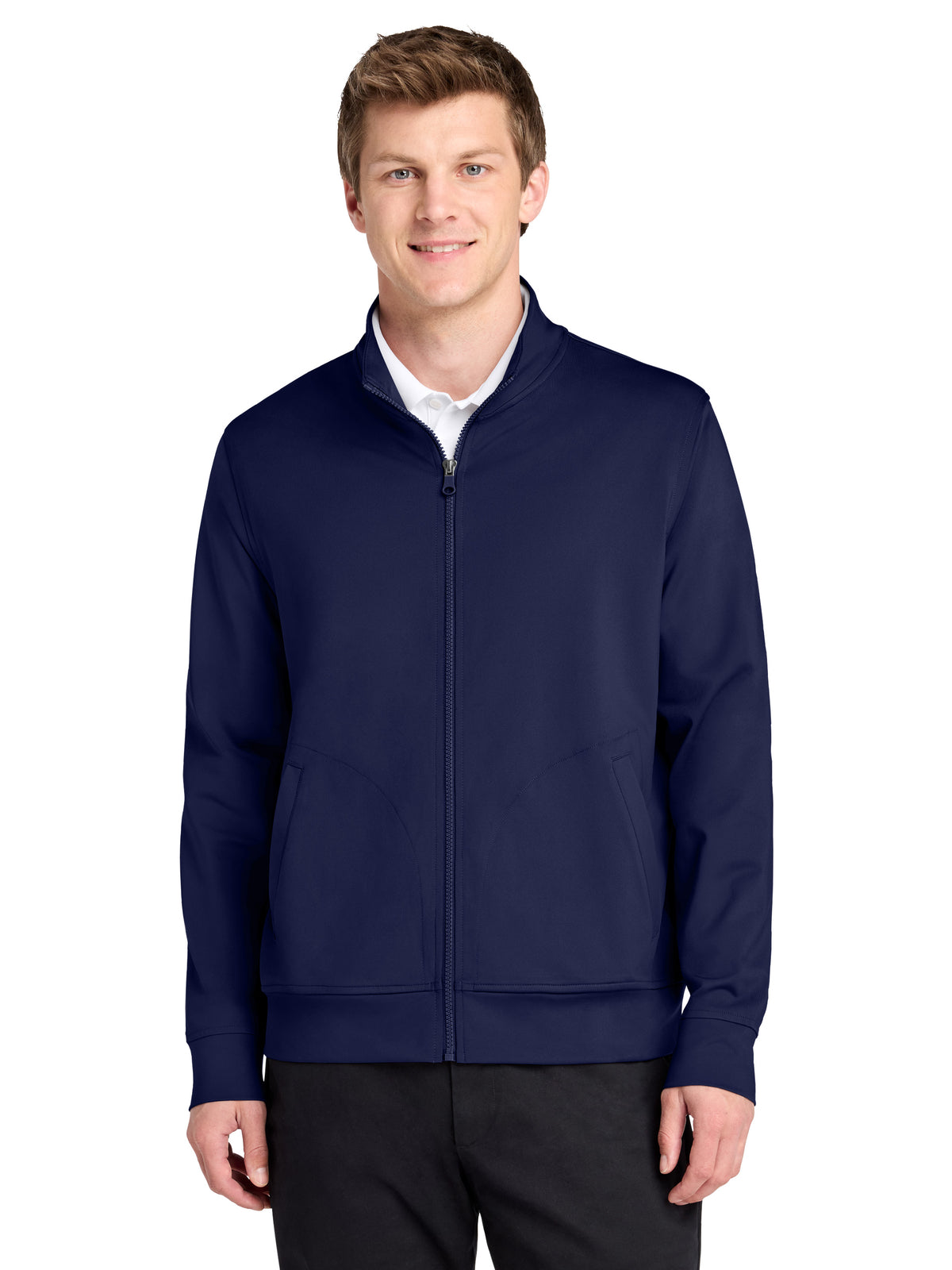 Men's 2-Pocket Double Knit Full-Zip Jacket - K881 - True Navy