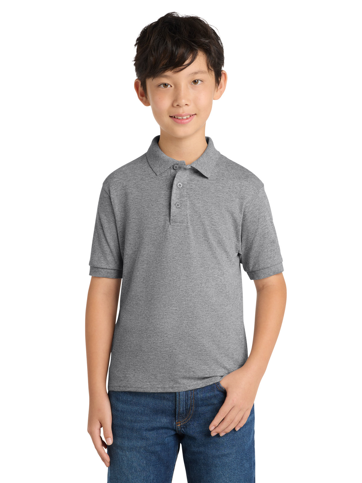 Youth Core Blend Jersey Knit Polo - KP55Y - Athletic Heather