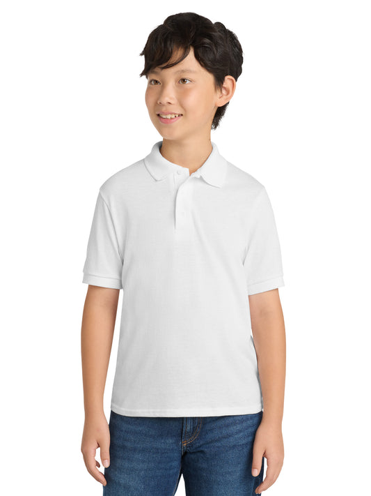 Youth Core Blend Jersey Knit Polo - KP55Y - White