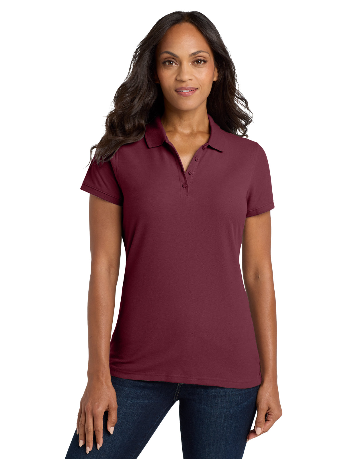 Women's Classic Pique Polo Shirt - L100 - Burgundy