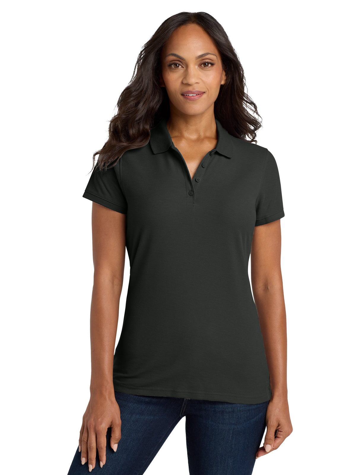Women's Classic Pique Polo Shirt - L100 - Deep Black