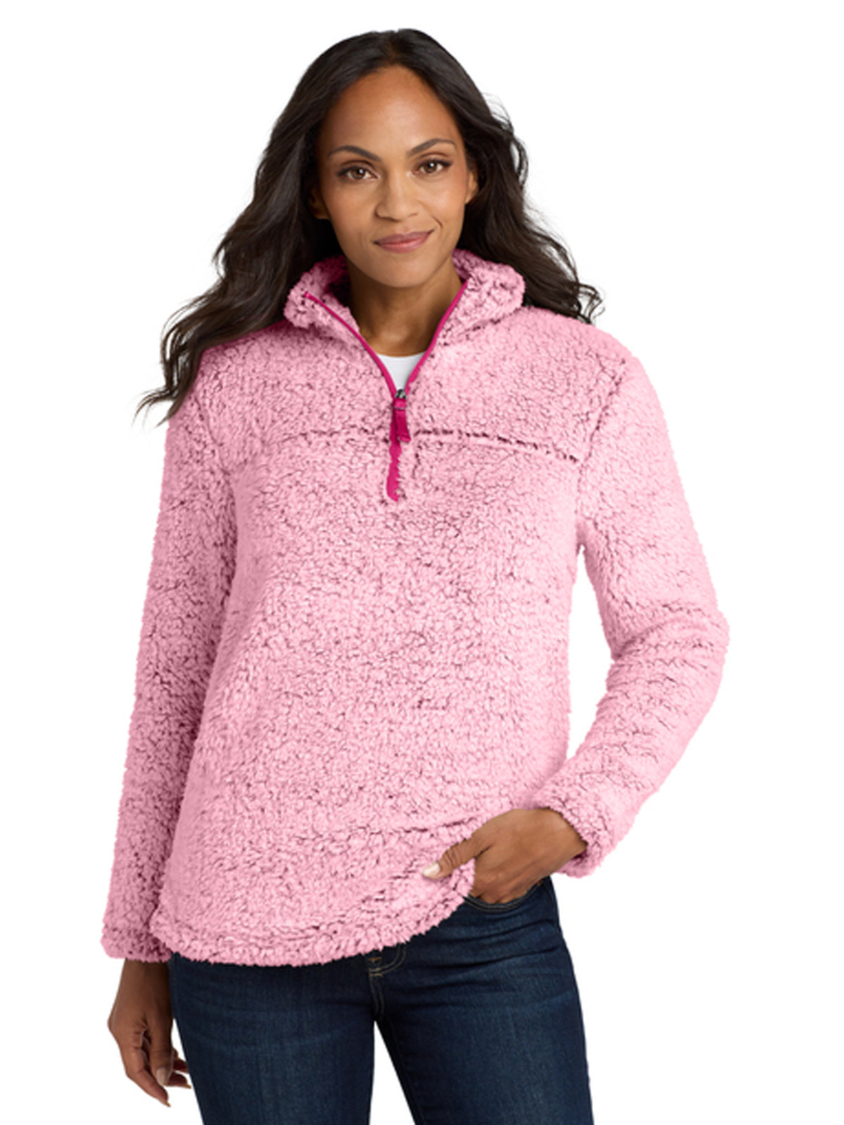 Women's Cozy 1/4-Zip Fleece Sweatshirt - L130 - Pop Raspberry Heather