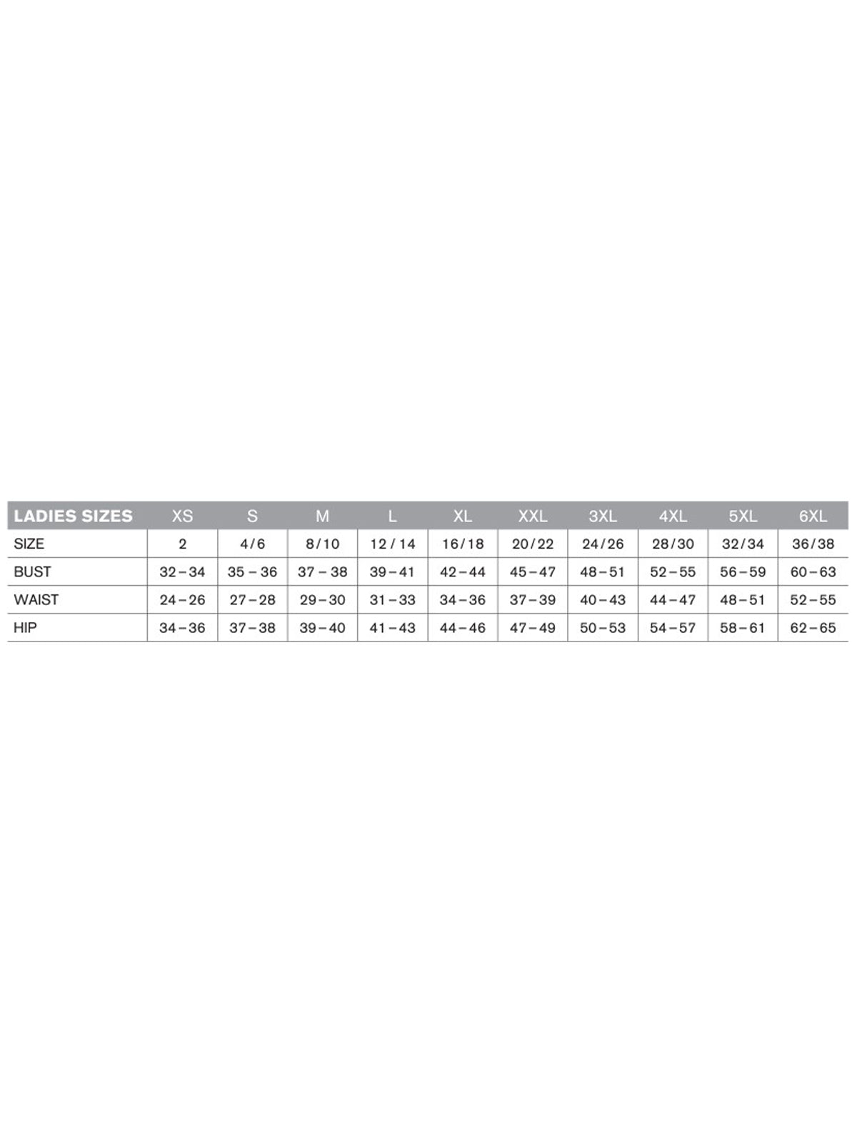 SIZECHART