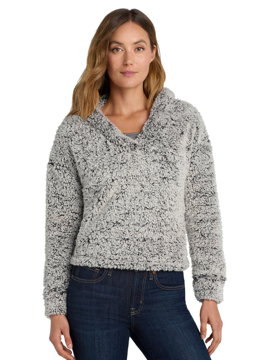 Women's Cozy Sherpa Fleece Hoodie Sweatshirt - L132 - Grey Heather