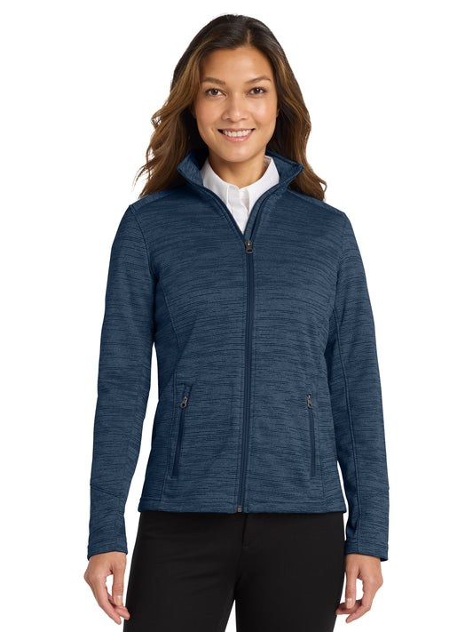 Women's Striped Fleece Jacket - L231 - Navy