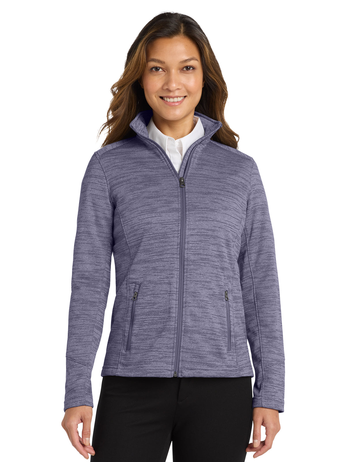 Women's Striped Fleece Jacket - L231 - Purple