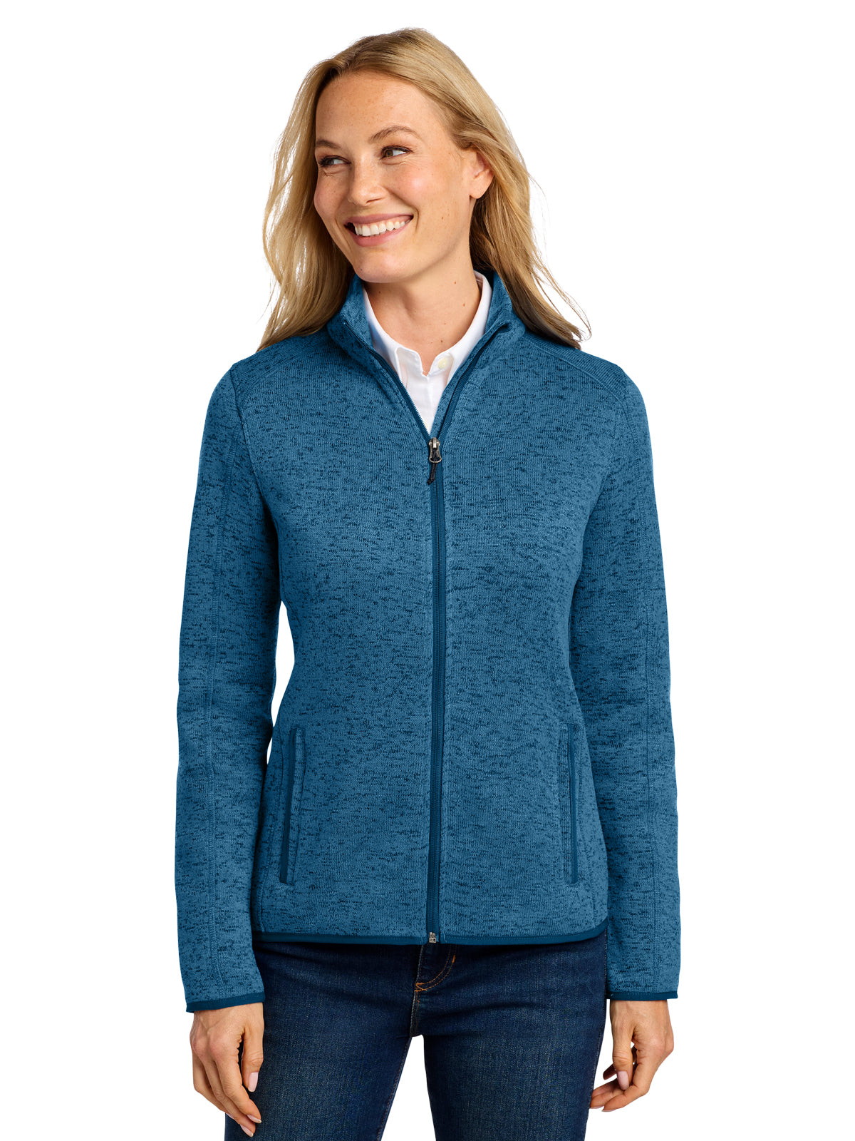 Women's Fleece Jacket - L232 - Medium Blue Heather