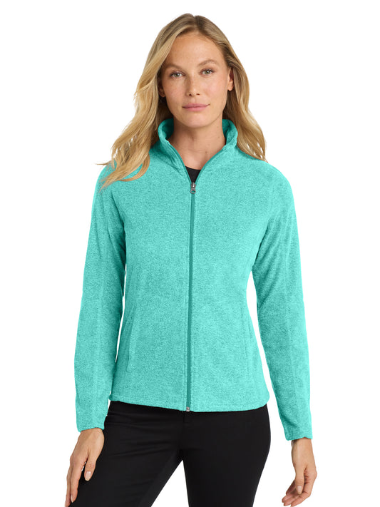 Women's Heather Microfleece Full-Zip Jacket - L235 - Aqua Green Heather