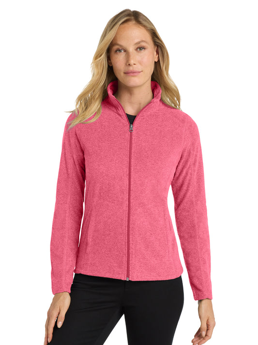 Women's Heather Microfleece Full-Zip Jacket - L235 - Pink Raspberry Heather