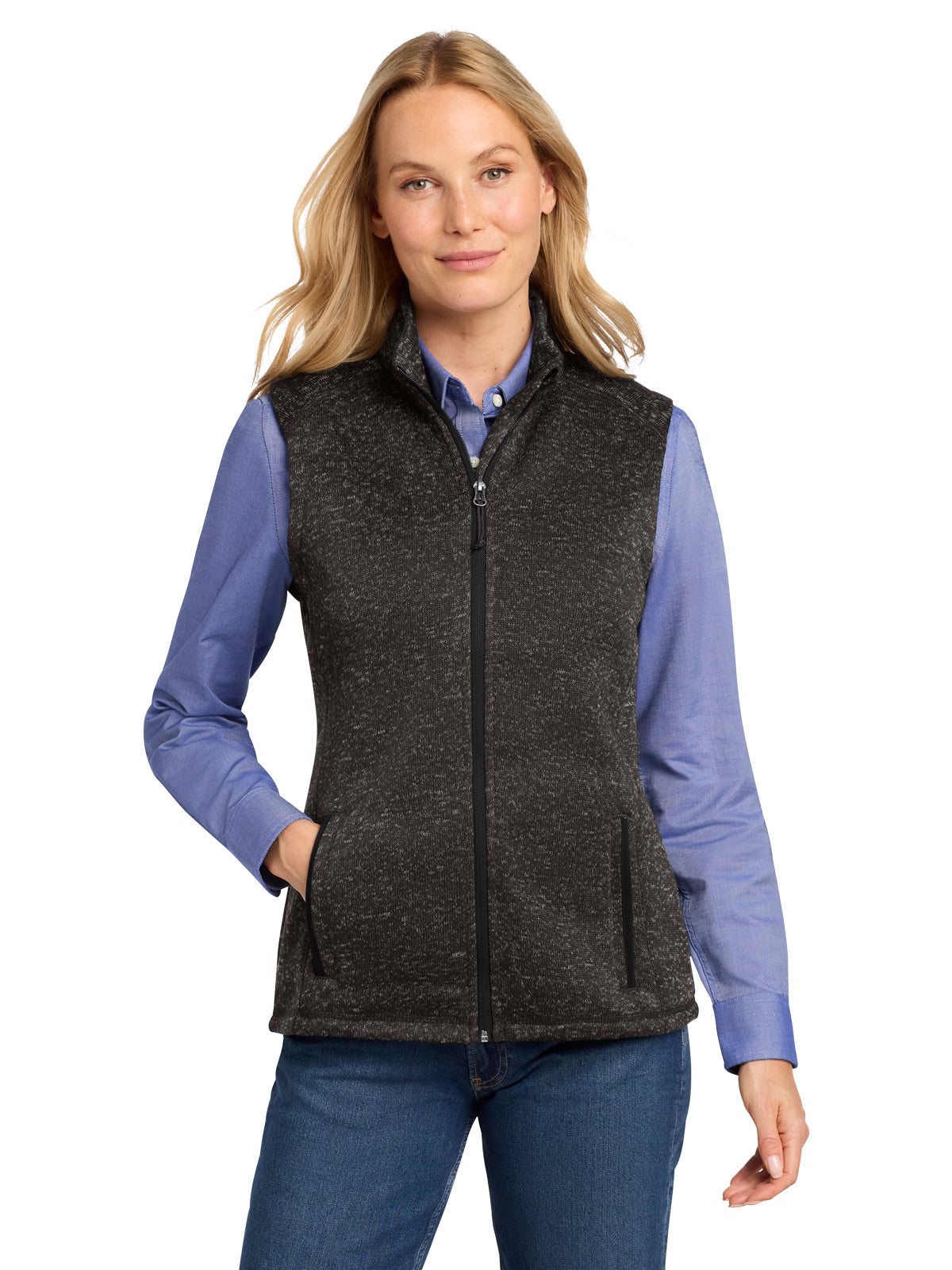 Women's Fleece Vest - L236 - Black Heather