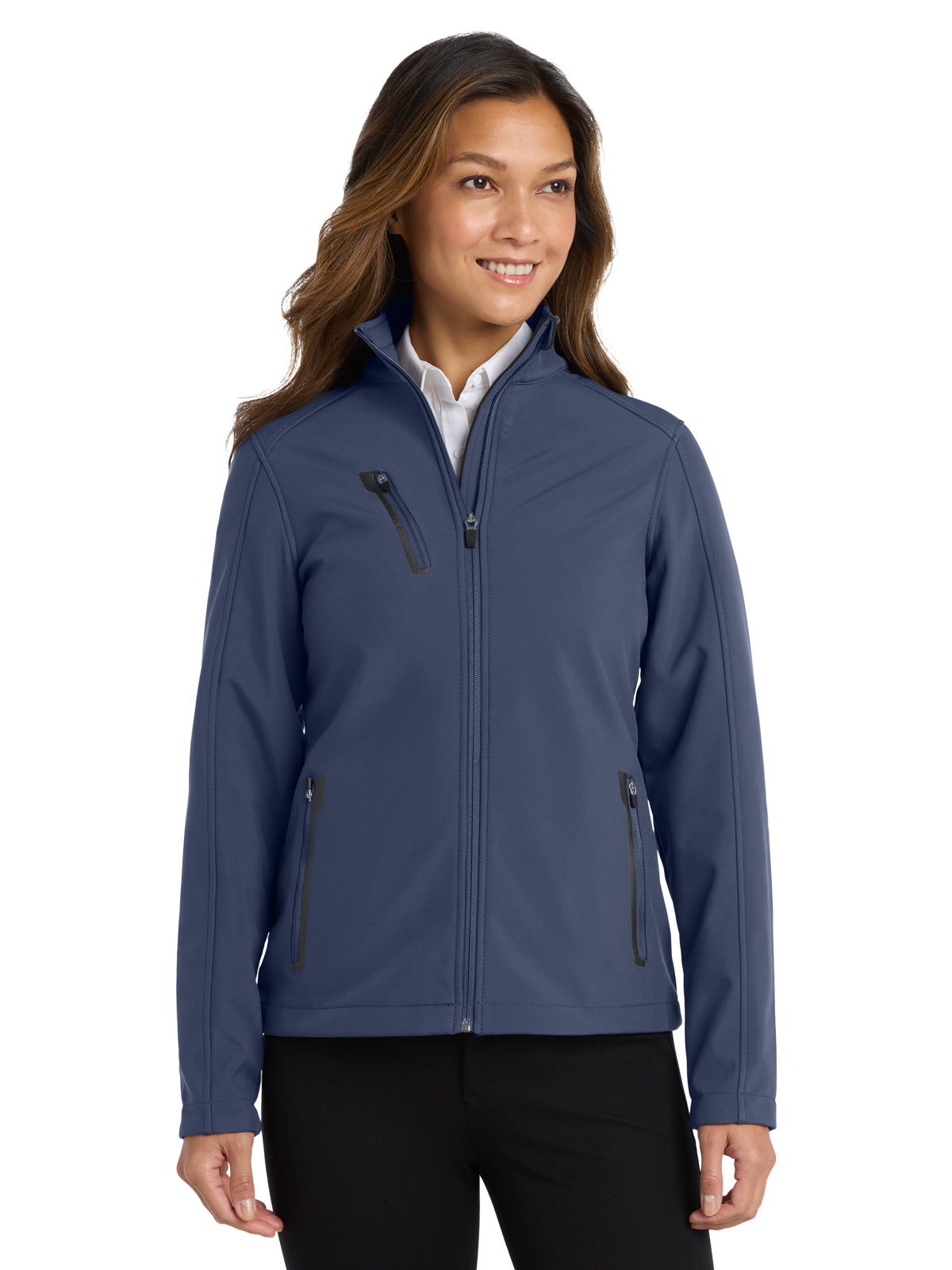 Women's 3-Pocket Welded Soft Shell Jacket - L324 - Dress Blue Navy