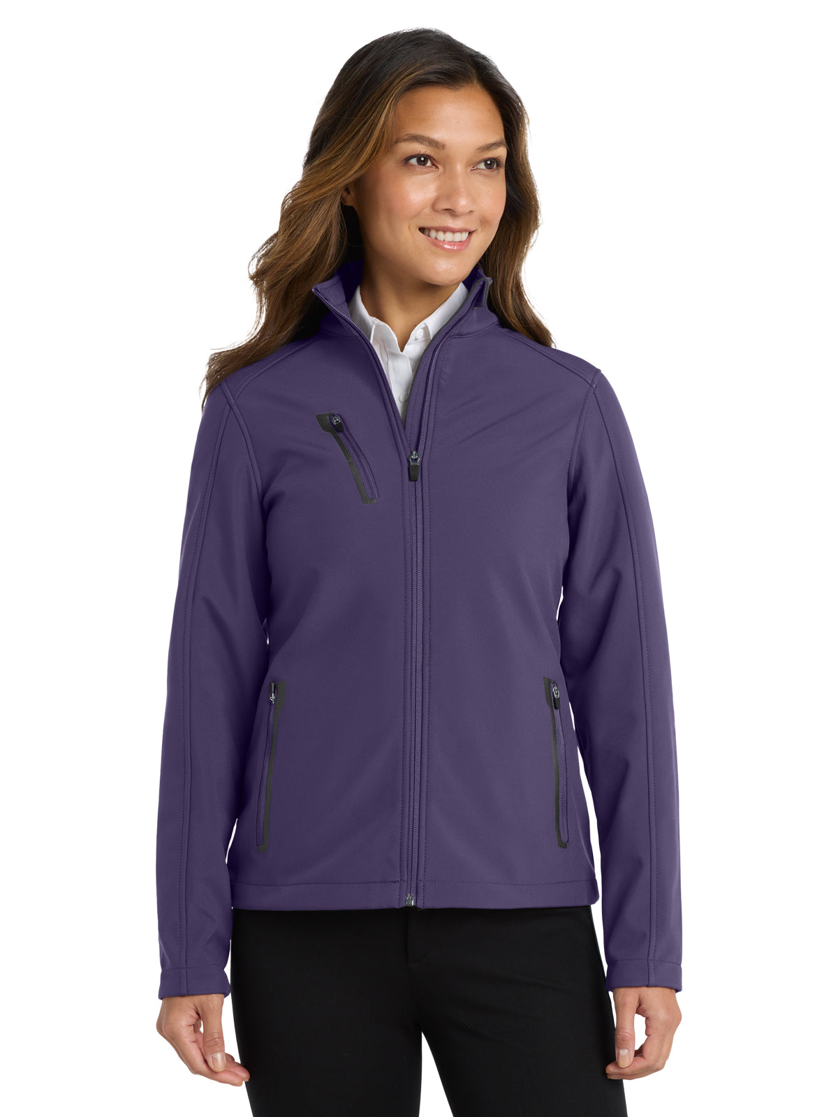 Women's 3-Pocket Welded Soft Shell Jacket - L324 - Posh Purple