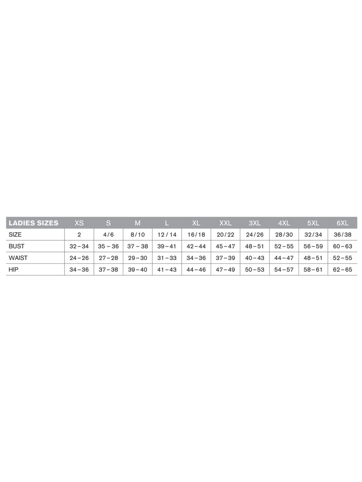 SIZECHART