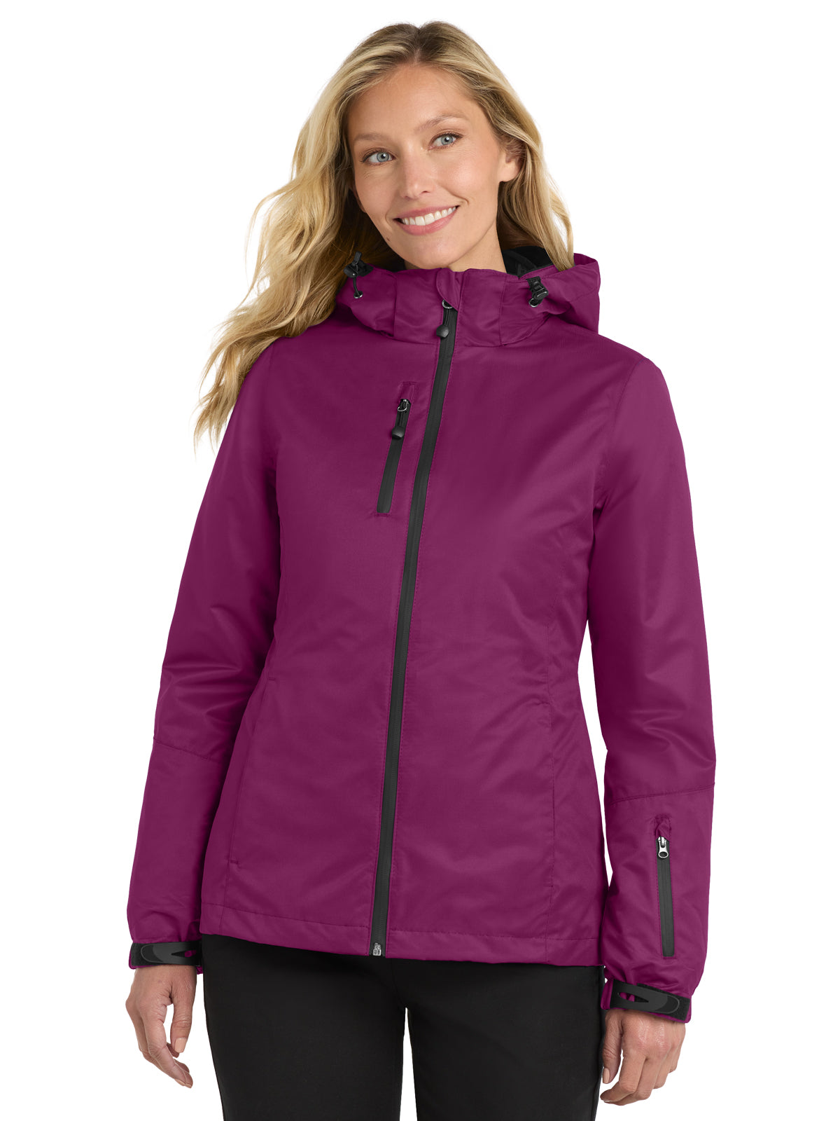 Women's 6-Pocket Waterproof 3-in-1 Jacket - L332 - Very Berry/ Black