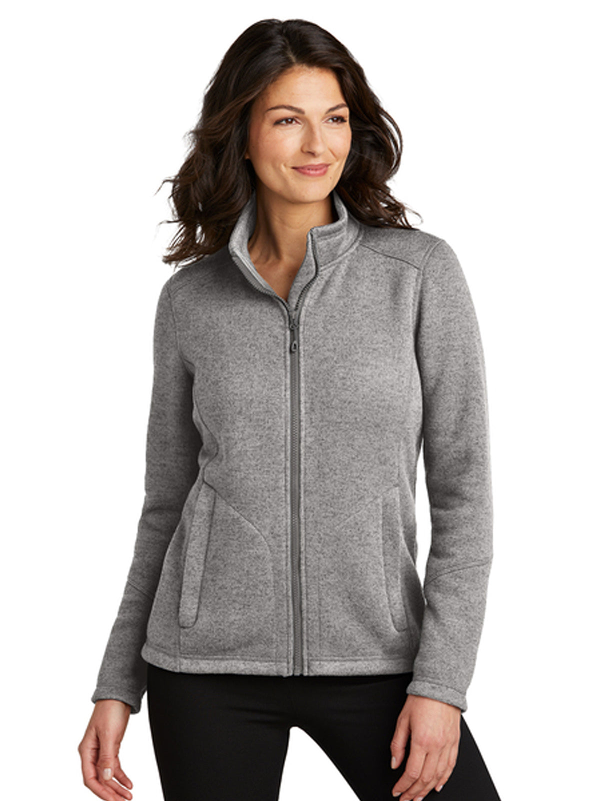 Women's 2-Pocket Arc Sweater Fleece Jacket - L428 - Deep Smoke Heather
