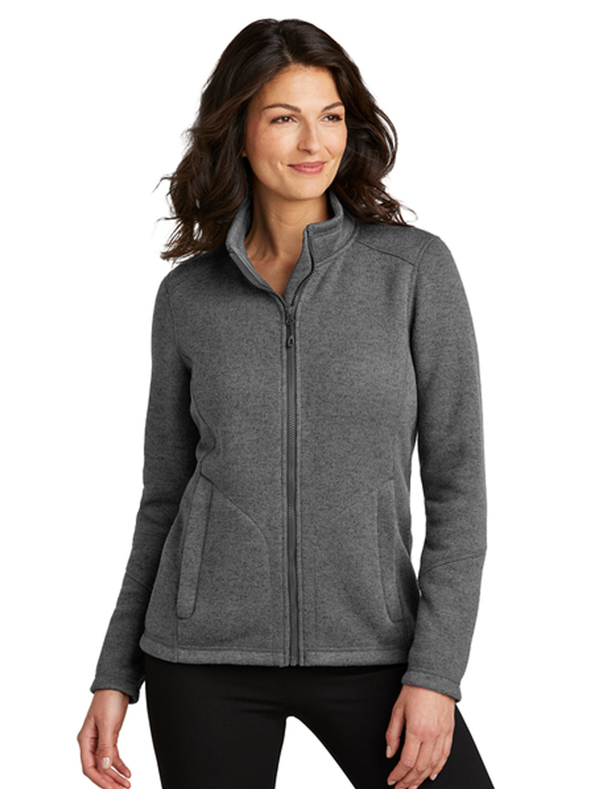 Women's 2-Pocket Arc Sweater Fleece Jacket - L428 - Grey Smoke Heather