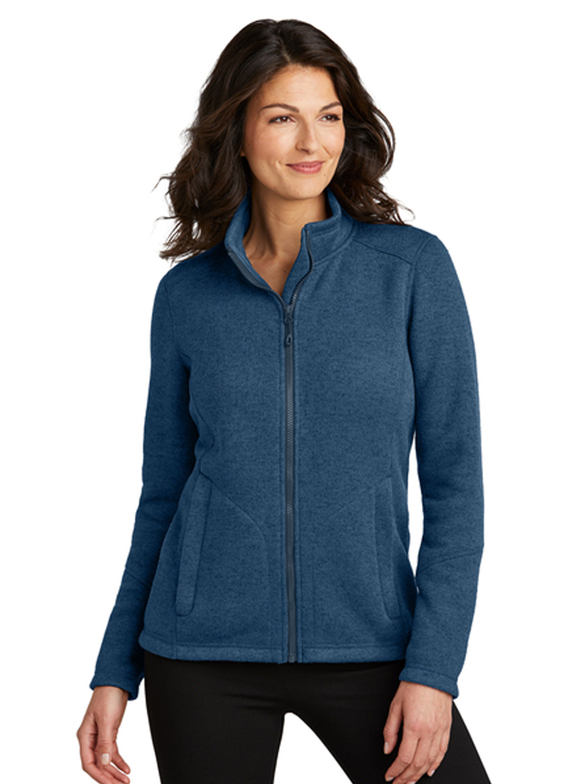 Women's 2-Pocket Arc Sweater Fleece Jacket - L428 - Insignia Blue Heather