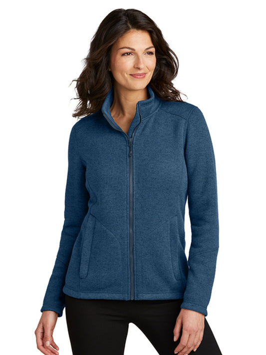 Women's 2-Pocket Arc Sweater Fleece Jacket - L428 - Insignia Blue Heather