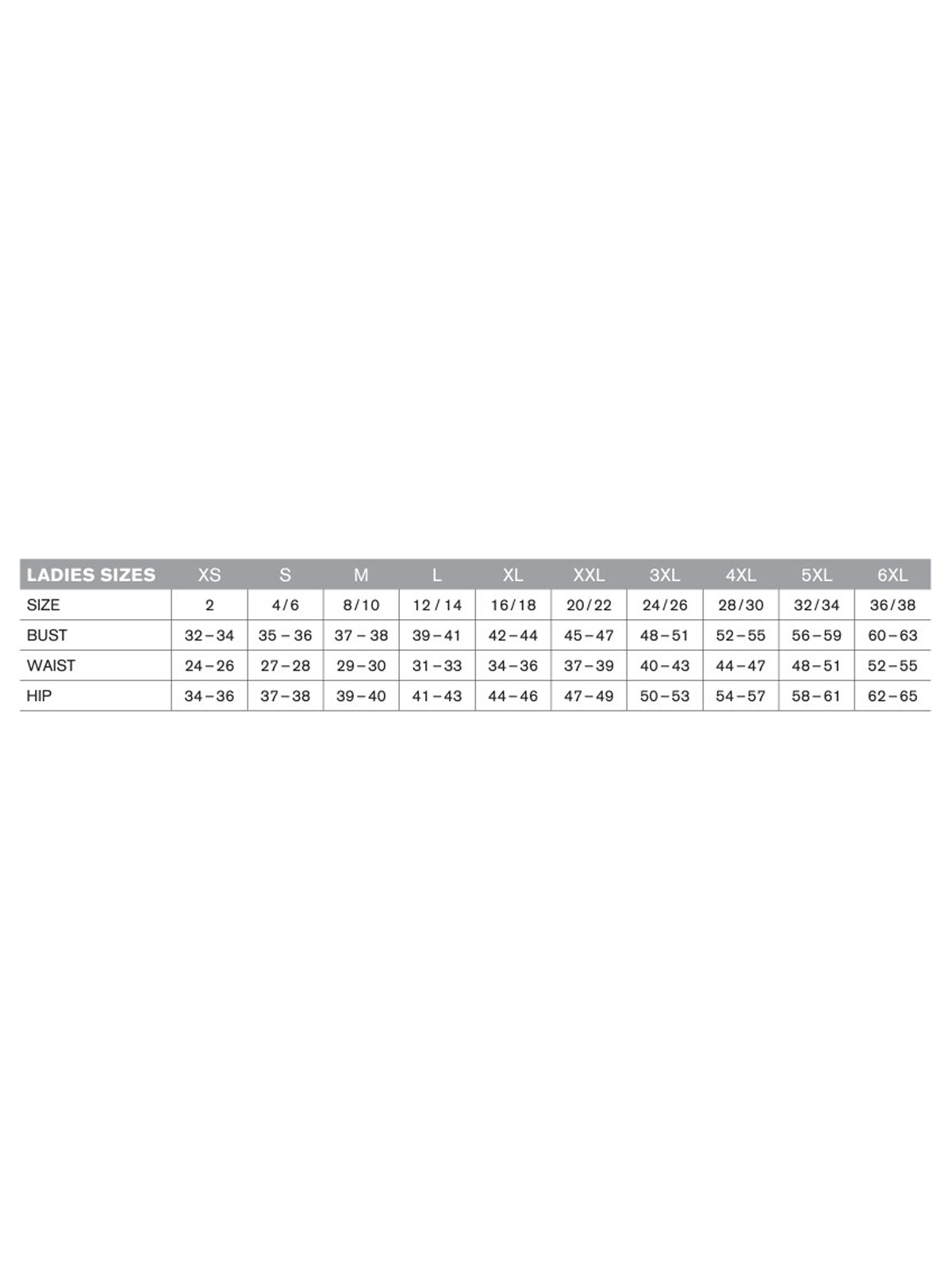 SIZECHART