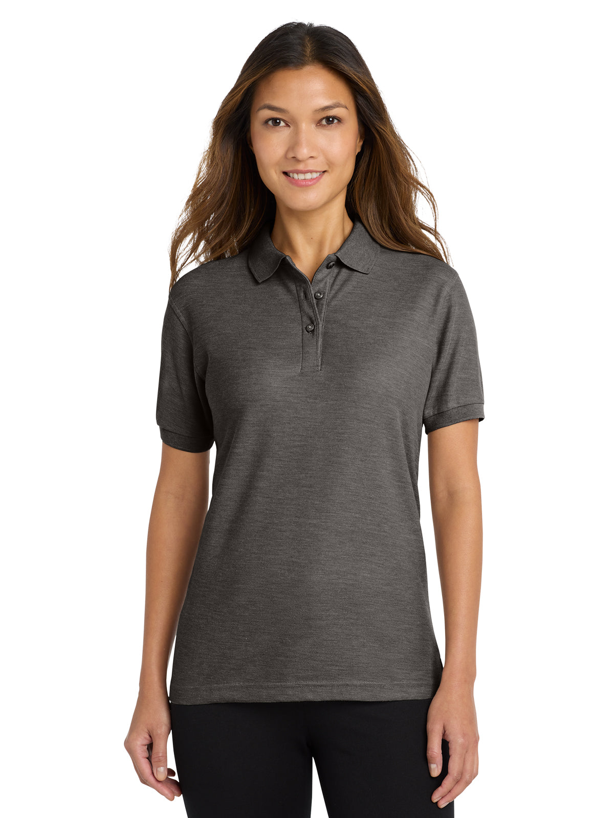 Women's Silk Touch Polo Shirt - L500 - Charcoal Heather Grey