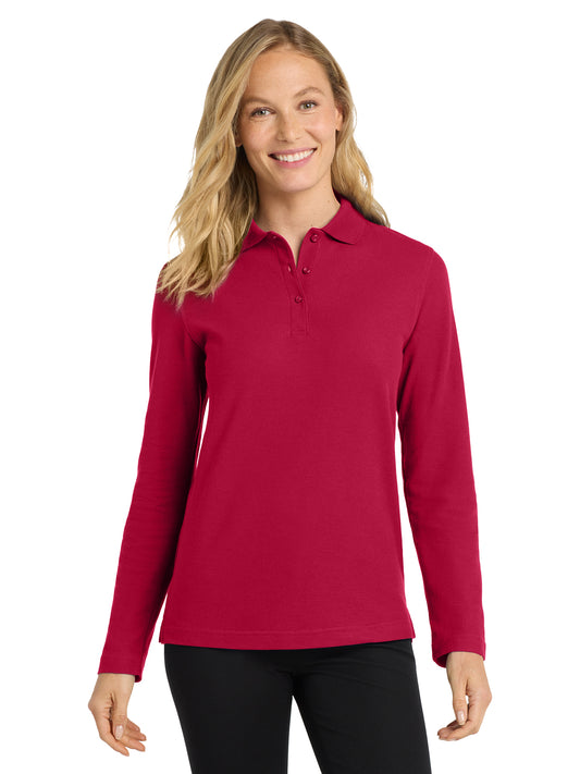 Women's Long Sleeve Polo - L500LS - Red