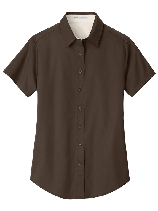 Women's Short Sleeve Easy Care Shirt - L508 - Coffee Bean/Light Stone