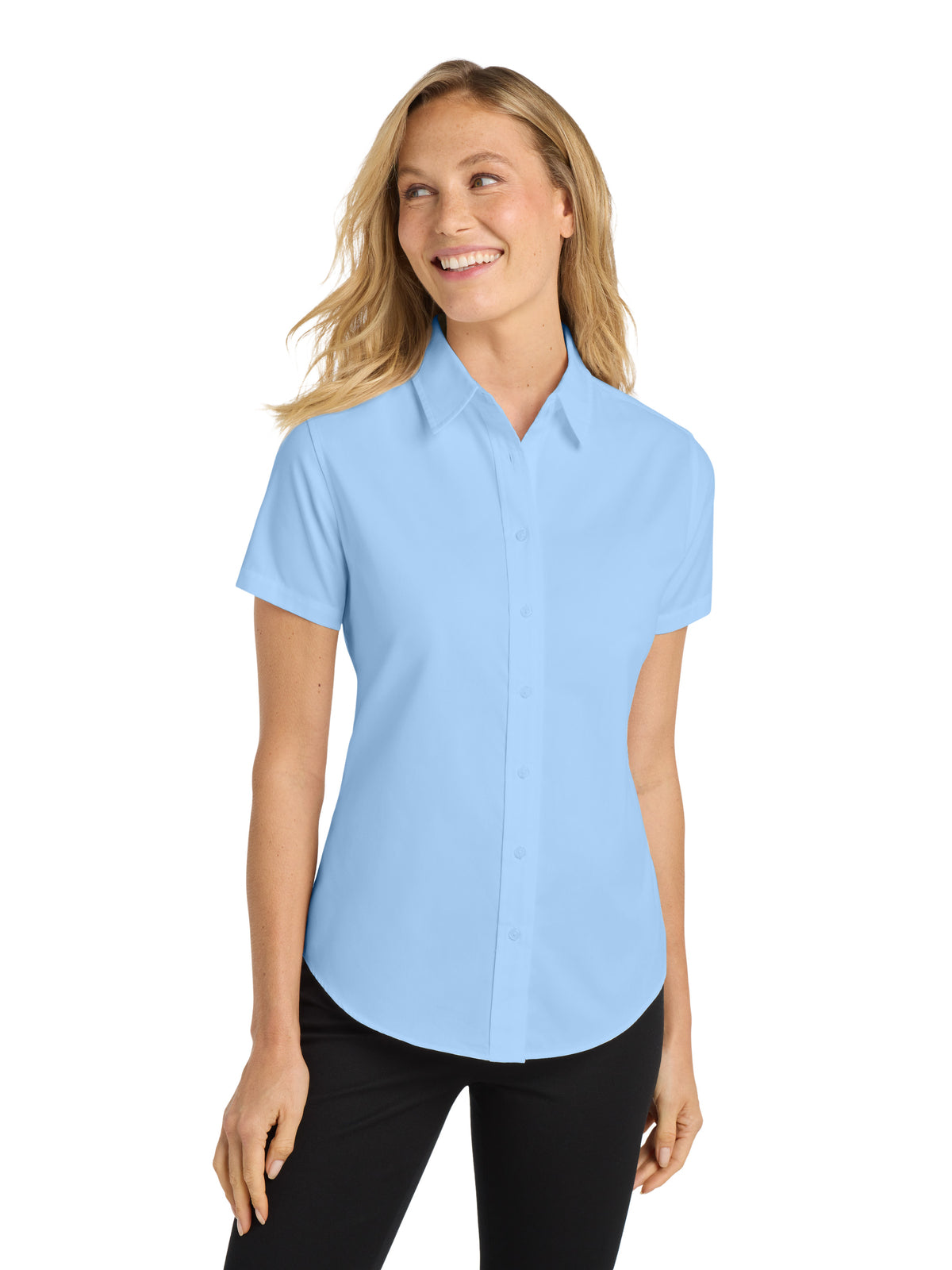 Women's Short Sleeve Easy Care Shirt - L508 - Light Blue/Light Stone