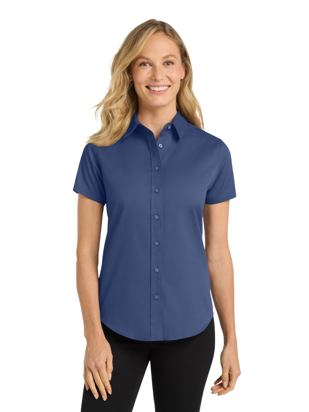 Women's Short Sleeve Easy Care Shirt - L508 - Mediterranean Blue