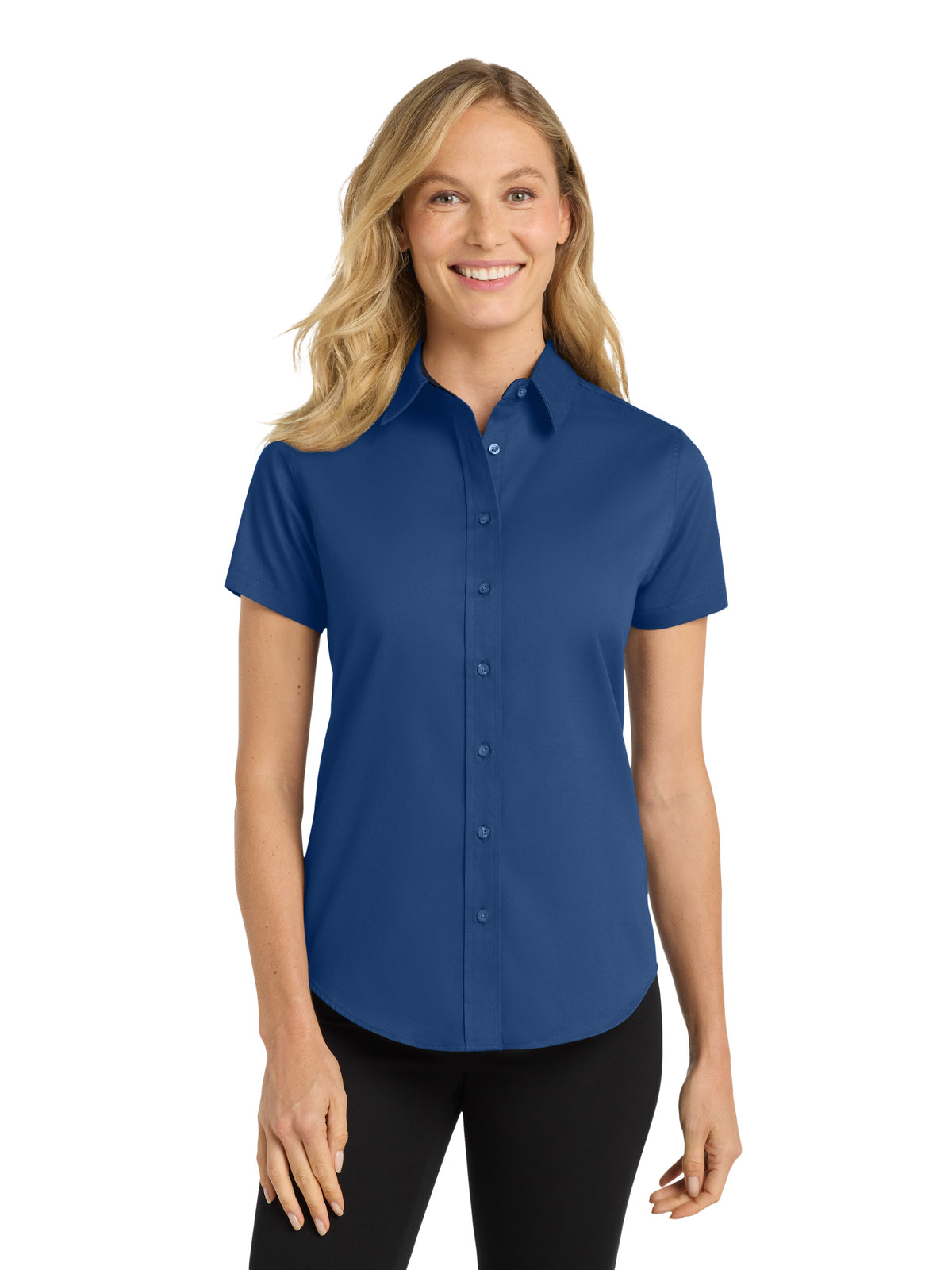 Women's Short Sleeve Easy Care Shirt - L508 - Royal/Classic Navy