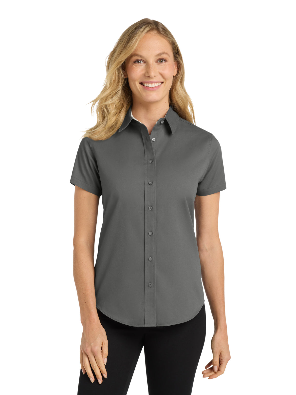 Women's Short Sleeve Easy Care Shirt - L508 - Steel Grey/Light Stone