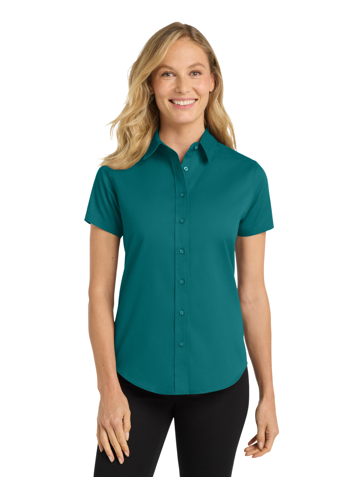 Women's Short Sleeve Easy Care Shirt - L508 - Teal Green