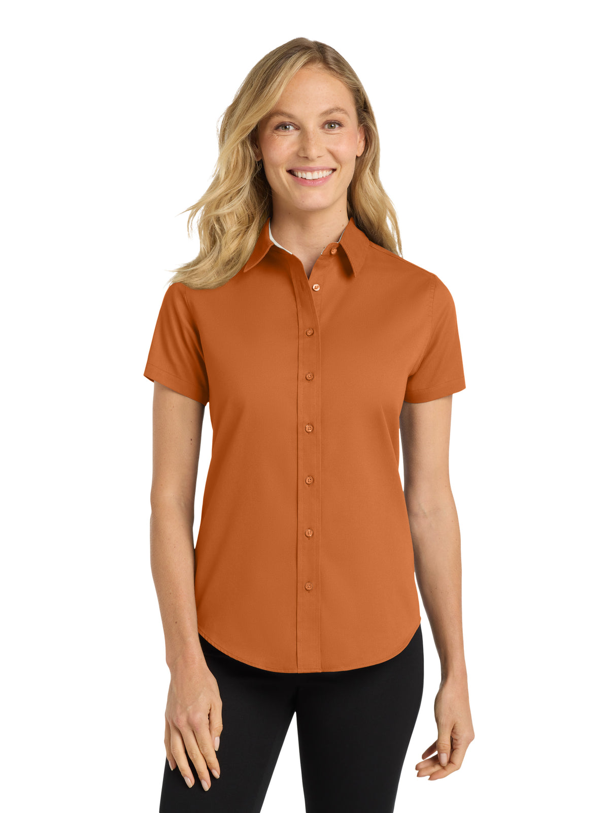 Women's Short Sleeve Easy Care Shirt - L508 - Texas Orange/Light Stone