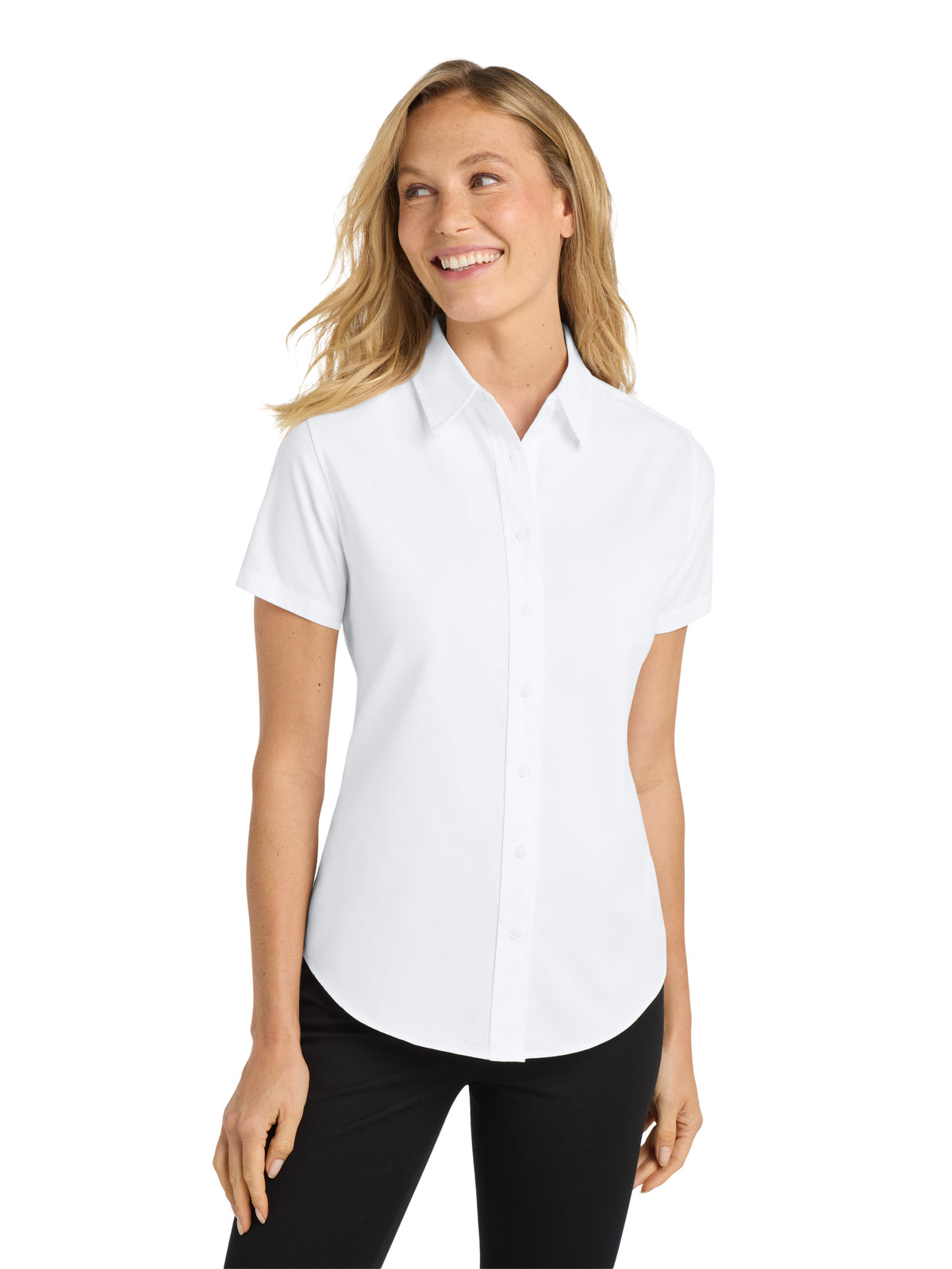 Women's Short Sleeve Easy Care Shirt - L508 - White/Light Stone