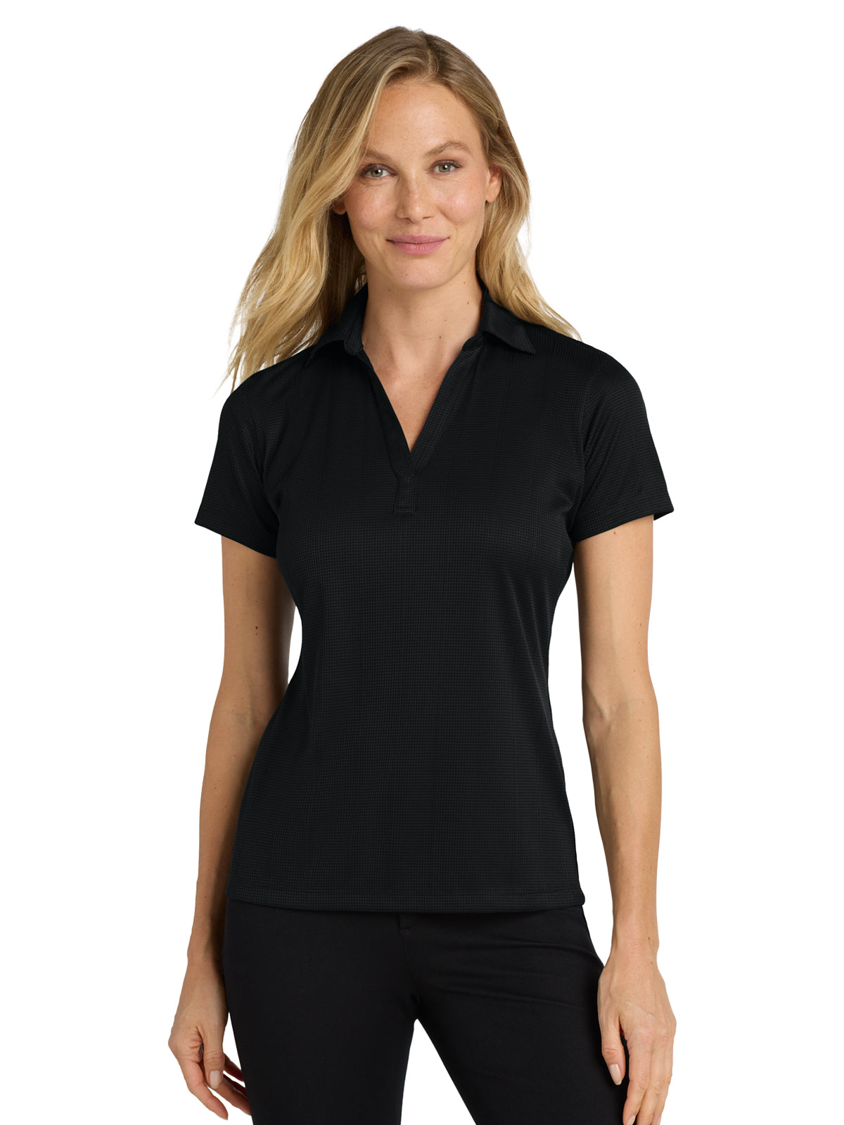Women's Jacquard Polo  - L528 - Black