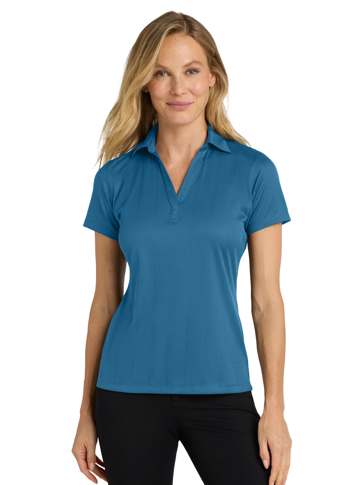 Women's Jacquard Polo  - L528 - Ocean Blue