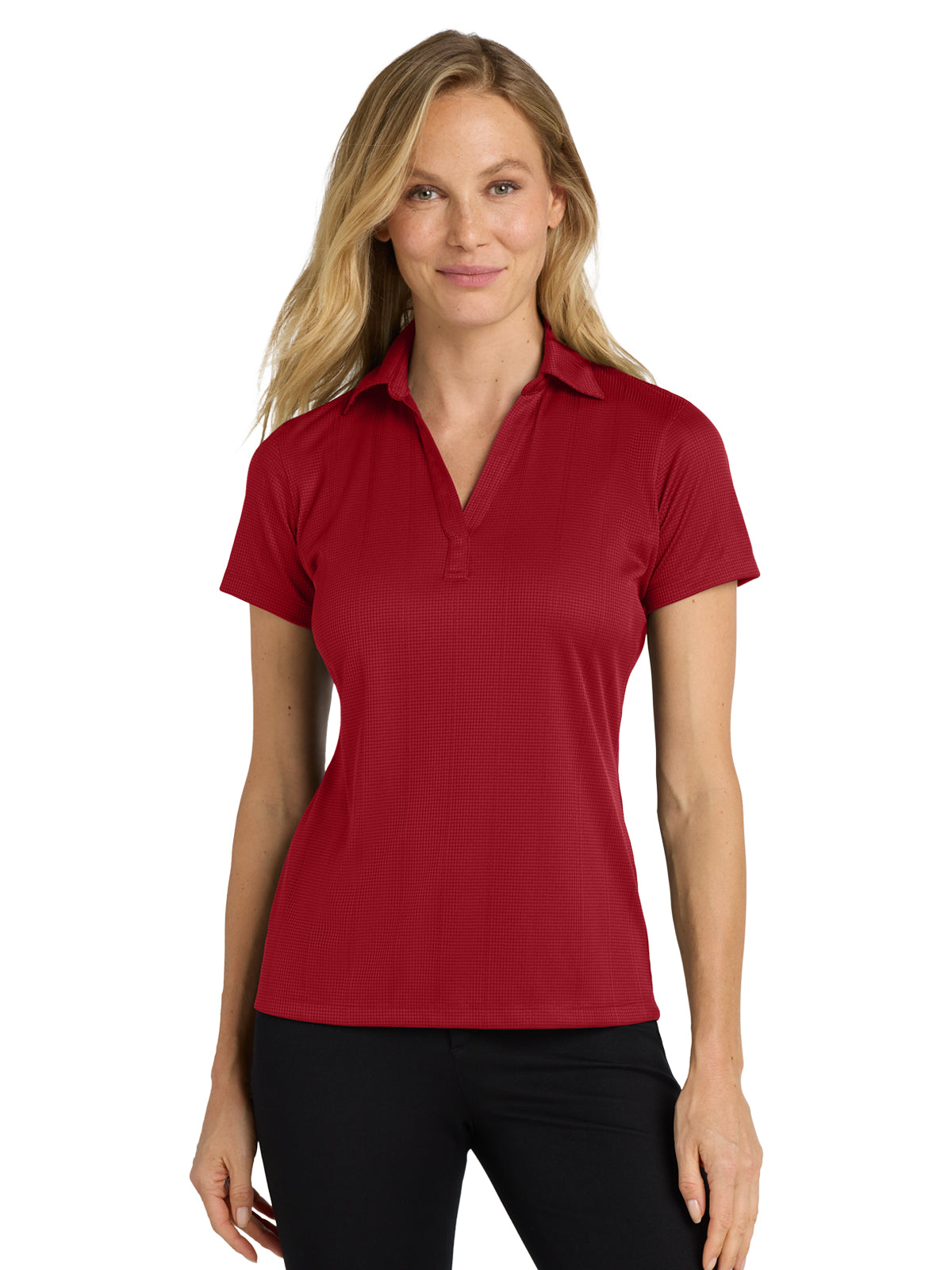 Women's Jacquard Polo  - L528 - Rich Red