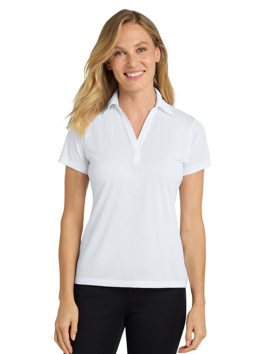 Women's Jacquard Polo  - L528 - White