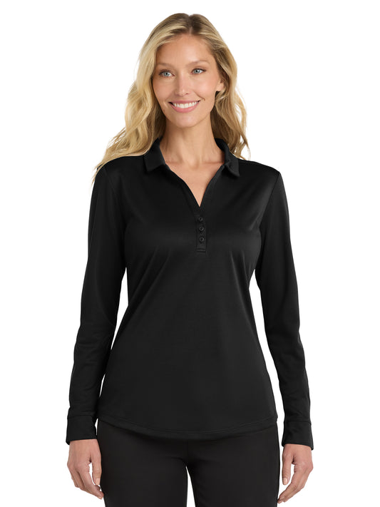 Women's Silk Touch Performance Long Sleeve Polo - L540LS - Black