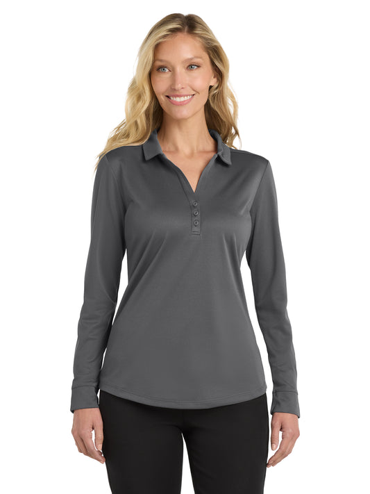 Women's Silk Touch Performance Long Sleeve Polo - L540LS - Steel Grey