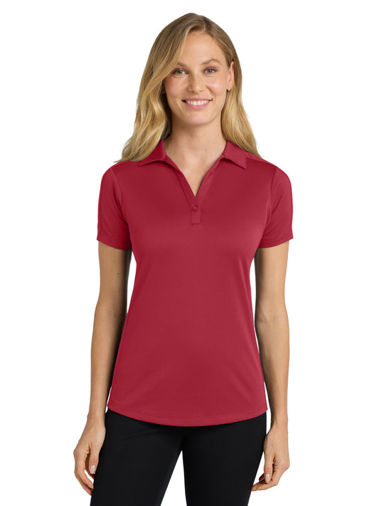 Women's Pocketless Jacquard Polo - L569 - Rich Red