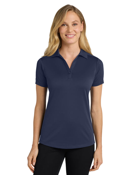 Women's Pocketless Jacquard Polo - L569 - True Navy