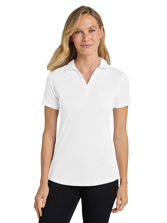 Women's Pocketless Jacquard Polo - L569 - White