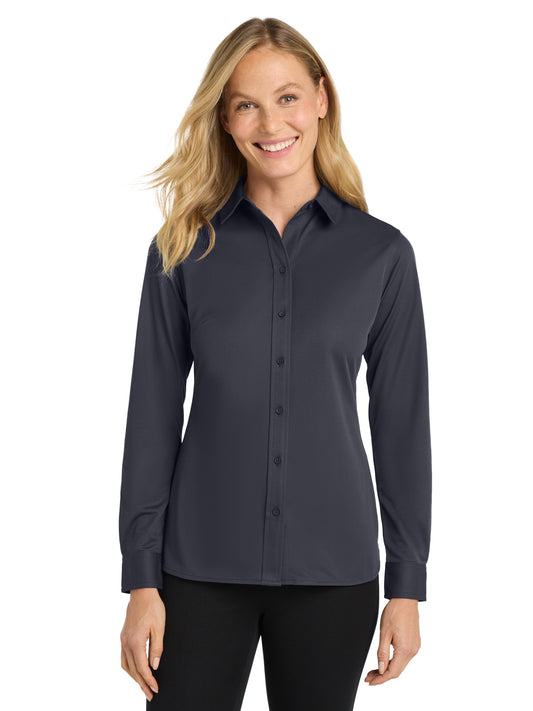 Women's Knit Dress Shirt - L570 - Battleship Grey